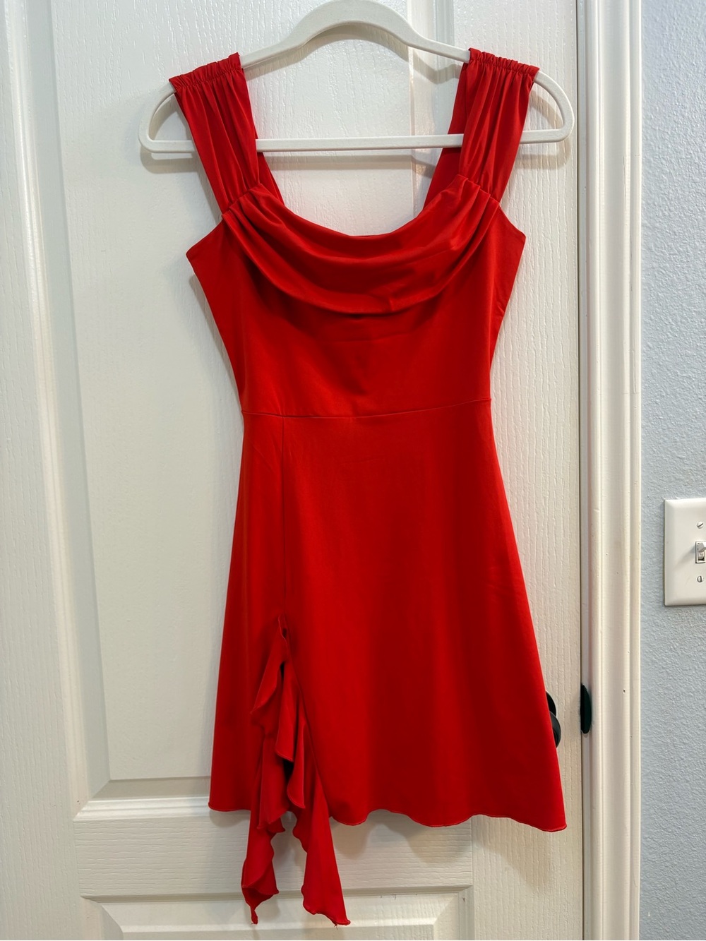 Red Sleeveless Cowl Neck Dress
